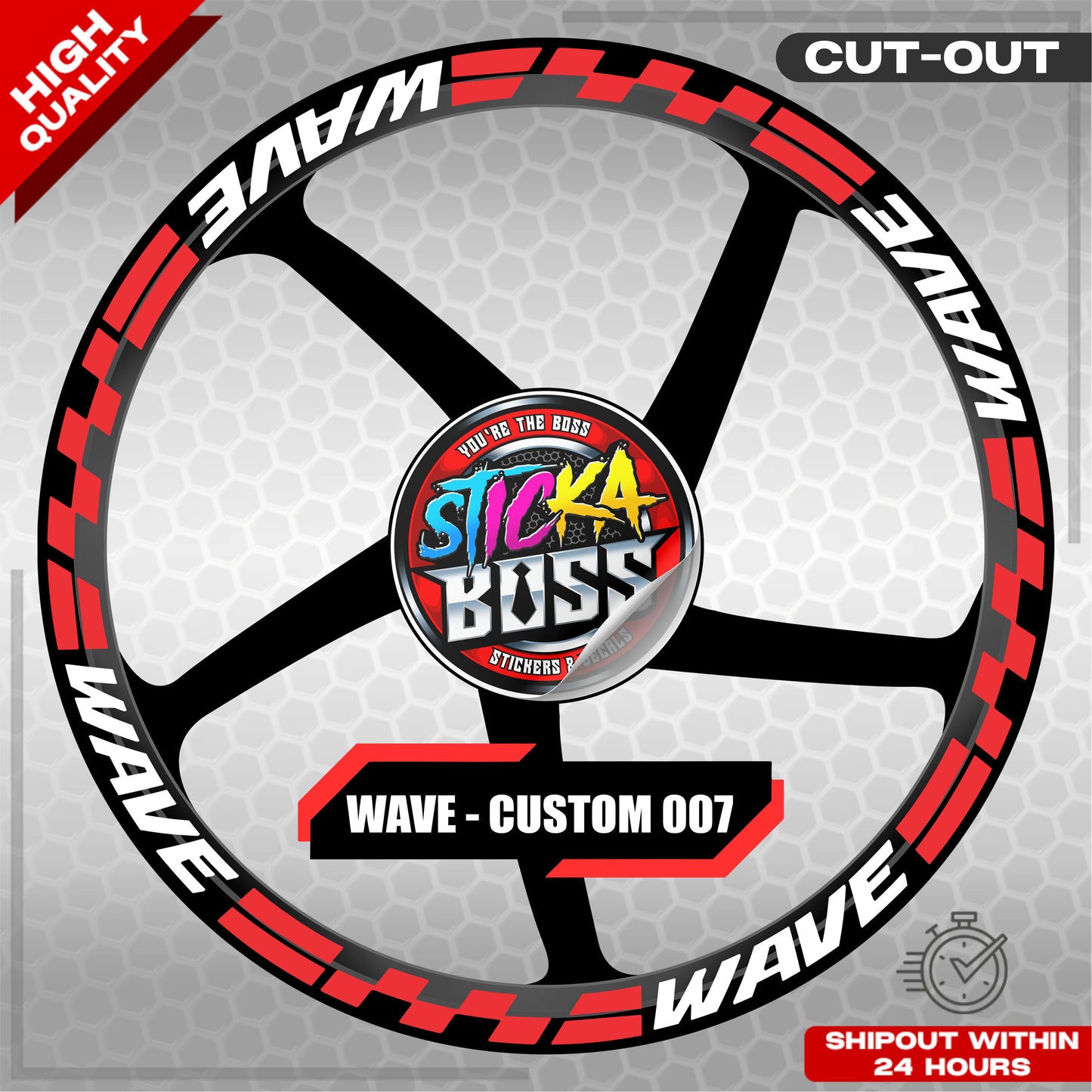 WAVE 110 / 125 MAG STICKER SET ( 2 MAGS ) - CUSTOM 007 | VINYL WATERPROOF CUT-OUT DECALS