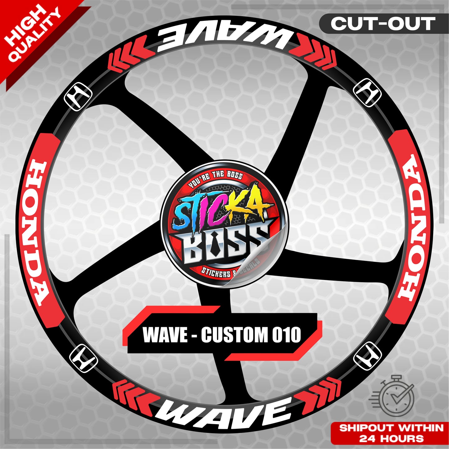 WAVE 110  / 125 MAG STICKER SET ( 2 MAGS ) - CUSTOM 010 | VINYL WATERPROOF CUT-OUT DECALS