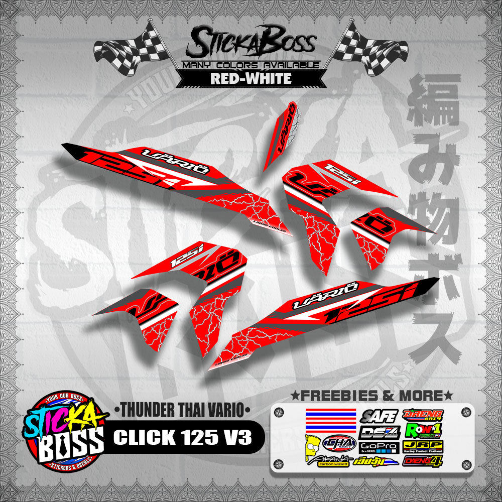 CLICK 125 V3 THAILAND DECALS ( THUNDER THAI VARIO )【WITH FREEBIES】
