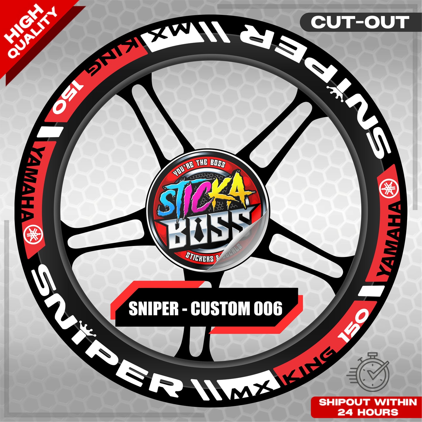 SNIPER 150 / 155 MAGS STICKER SET  ( 2 MAGS ) - CUSTOM 006 | VINYL WATERPROOF CUT-OUT DECALS