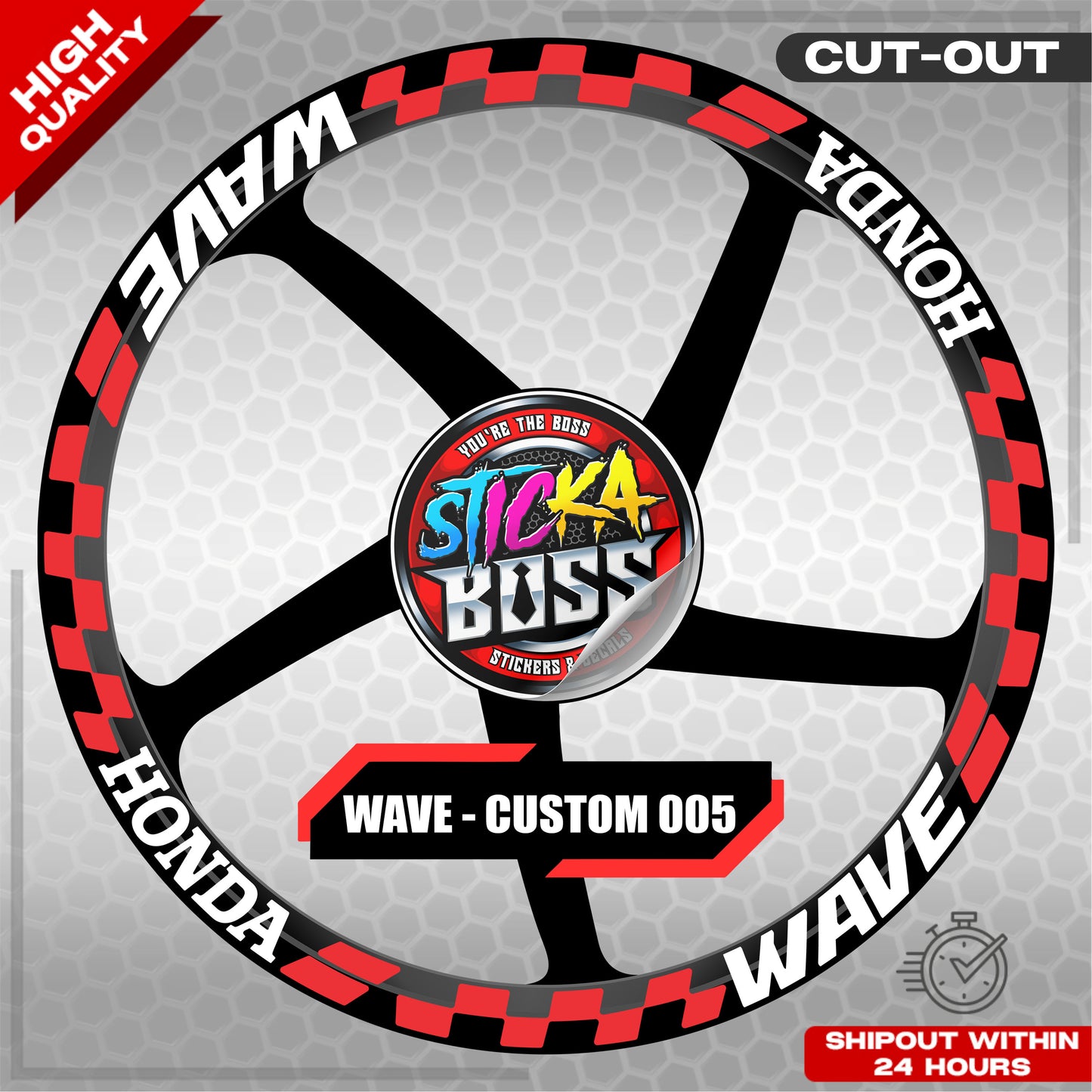 WAVE 110 / 125 MAG STICKER SET ( 2 MAGS ) - CUSTOM 005 | VINYL WATERPROOF CUT-OUT DECALS