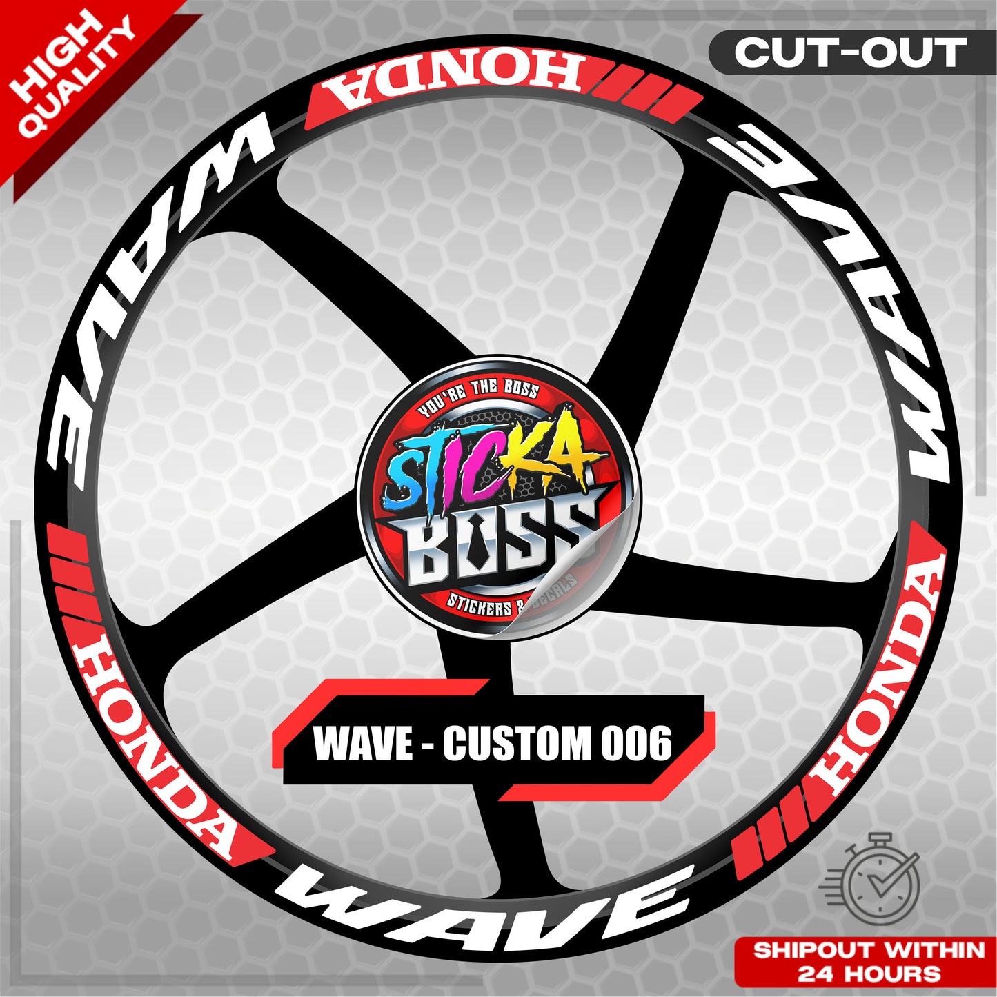 WAVE 110 / 125 MAG STICKER SET ( 2 MAGS ) - CUSTOM 006 | VINYL WATERPROOF CUT-OUT DECALS