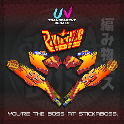 【PREMIUM UV PRINT】CLICK 125 V3 ( TRANSPARENT LIGHTING MCQUEEN DESIGN ) STICKER DECALS By STICKABOSS