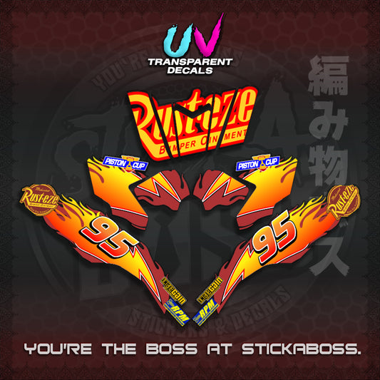 【PREMIUM UV PRINT】CLICK 125 V3 ( TRANSPARENT LIGHTING MCQUEEN DESIGN ) STICKER DECALS By STICKABOSS