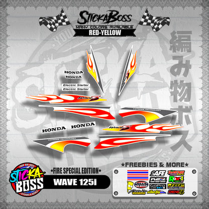 WAVE 125 S DECALS ( FIRE EDITION )【WITH FREEBIES】