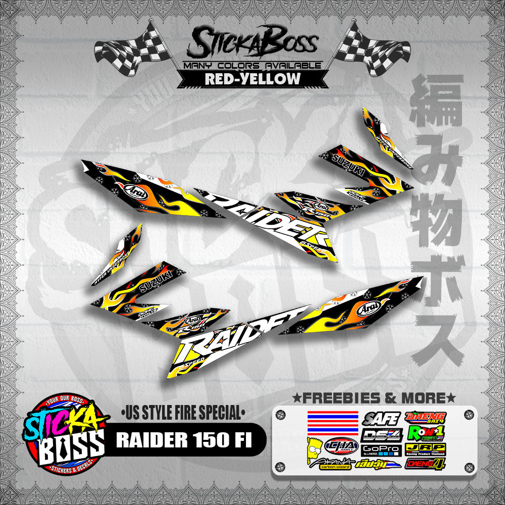RAIDER 150 FI DECALS ( US STYLE FIRE SPECIAL )【WITH FREEBIES】