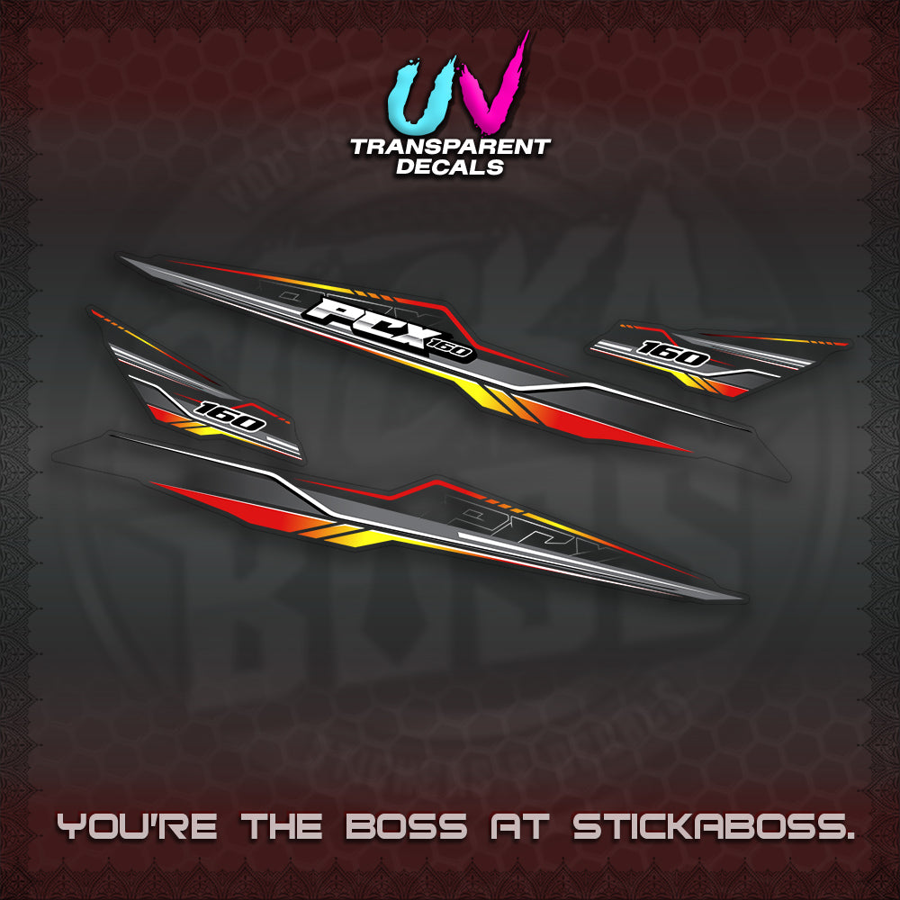 PCX 155 160 UV TRANSPARENT INDO DECALS (P007 NEW DESIGN)STICKER DECALS By STICKABOSS