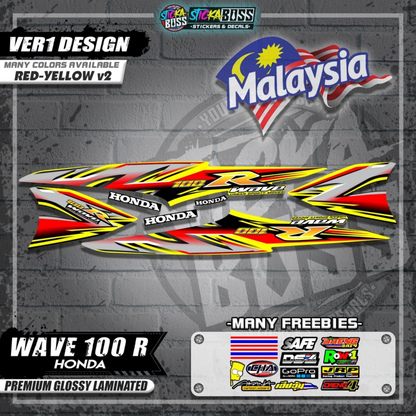 HONDA WAVE 100 R MALAYSIAN DECALS (Ver1 Design)【WITH FREEBIES】