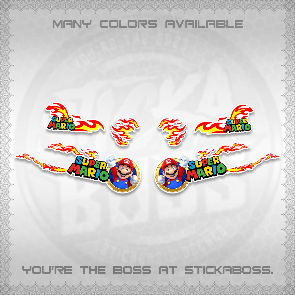 FAZZIO FOR WHITE DECALS (FLAMES 02 SUPER-M MOTIF) STICKER KITS BY STICKABOSS
