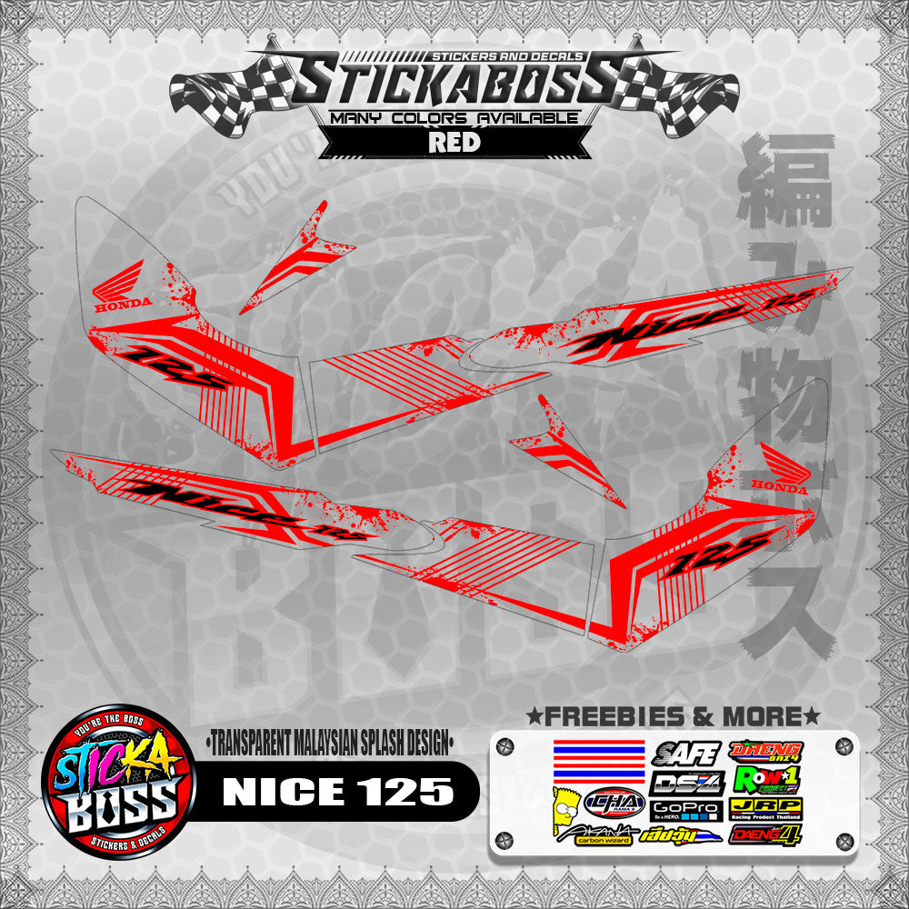 【PREMIUM UV PRINT】TRANSPARENT NICE 125 STICKER DECALS ( MALAYSIAN SPLASH DESIGN )【WITH FREEBIES】