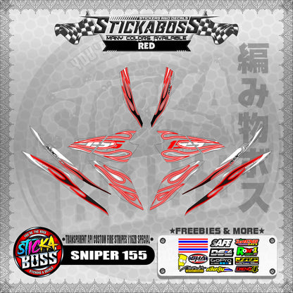 [ PREMIUM UV PRINT ] TRANSPARENT SNIPER 155 STICKER DECALS ( API CUSTOM FIRE STRIPES Y16ZR SPECIAL )
