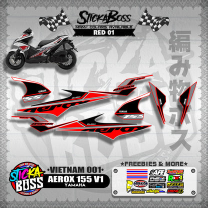 AEROX 155 V1 DECALS ( VIETNAM 001 )【WITH FREEBIES】