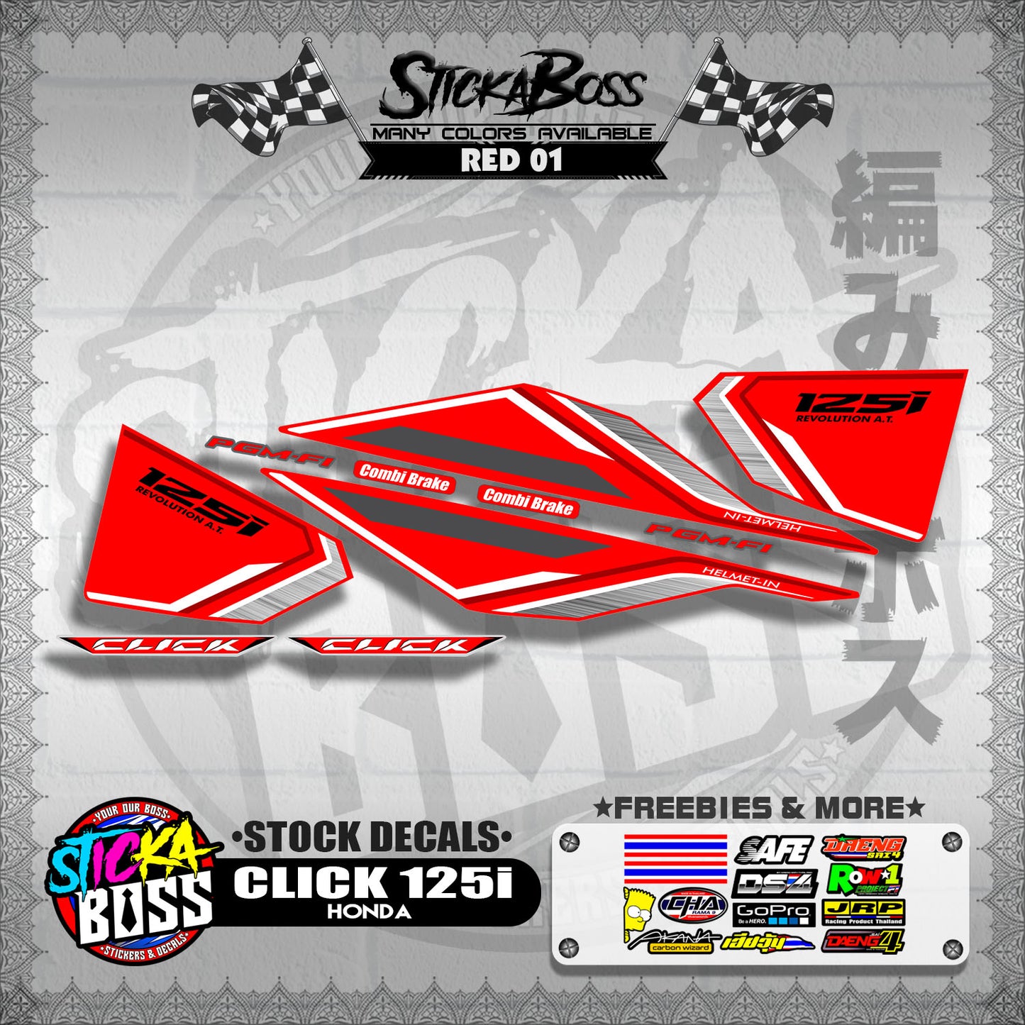 CLICK 125i V1 ( STOCK DECALS ) 【WITH FREEBIES】