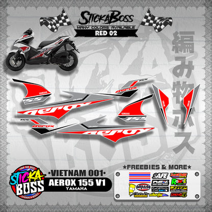 AEROX 155 V1 DECALS ( VIETNAM 001 )【WITH FREEBIES】