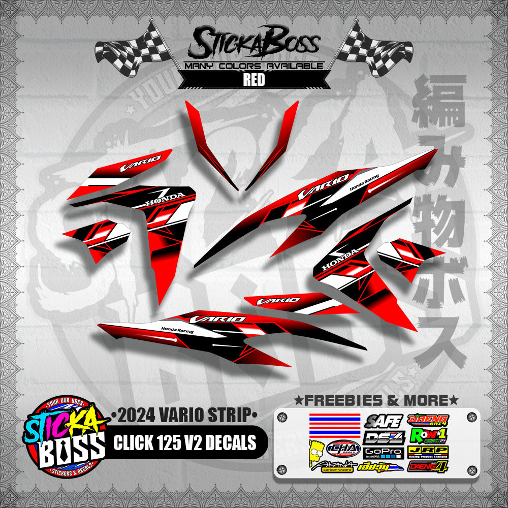 CLICK 125 V2 DECALS ( 2024 VARIO STRIP )【WITH FREEBIES】
