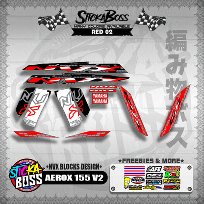 AEROX 155 V2 DECALS ( NVX BLOCKS DESIGN )【WITH FREEBIES】