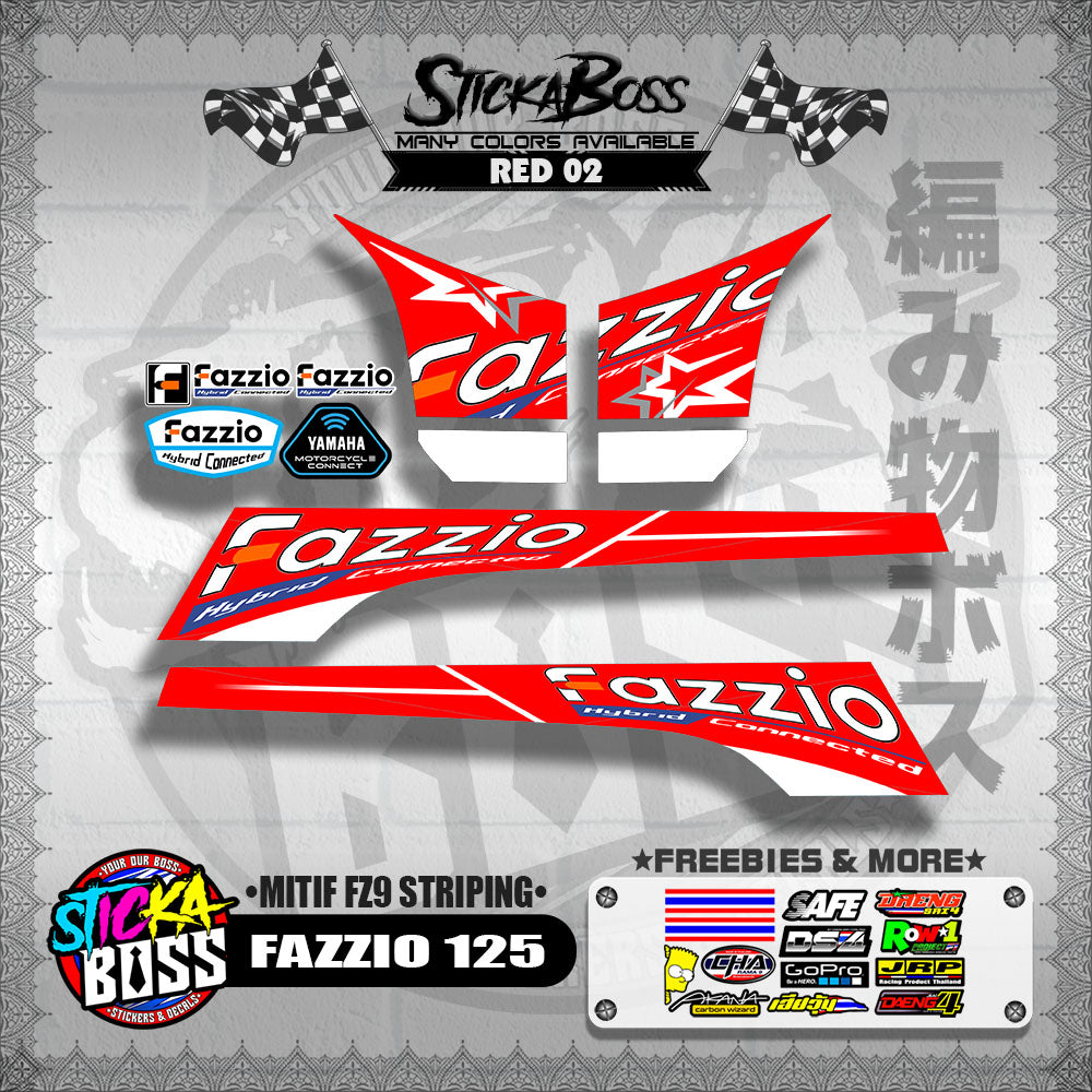 FAZZIO 125 DECALS ( MITIF FZ9 STRIPING )【WITH FREEBIES】