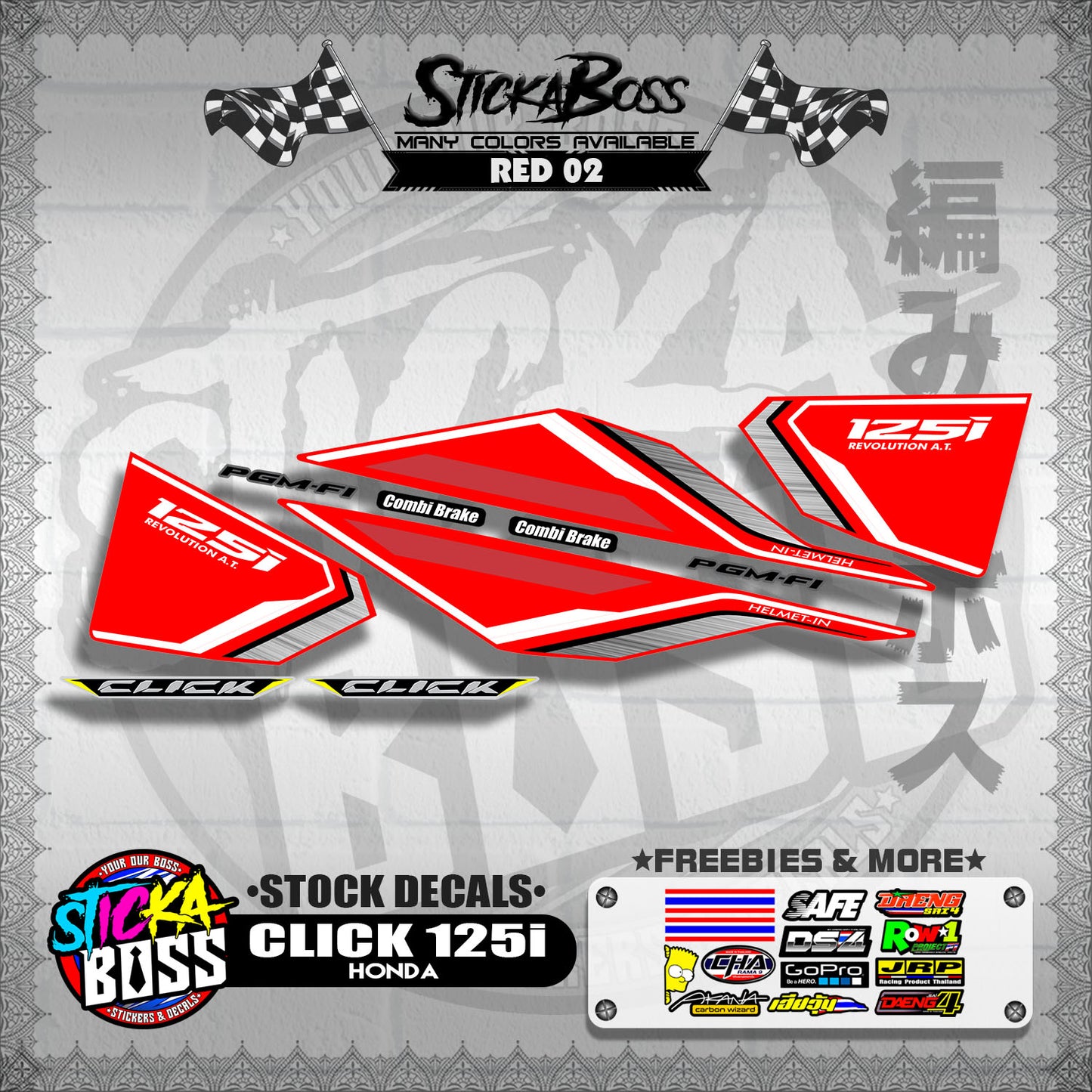 CLICK 125i V1 ( STOCK DECALS ) 【WITH FREEBIES】