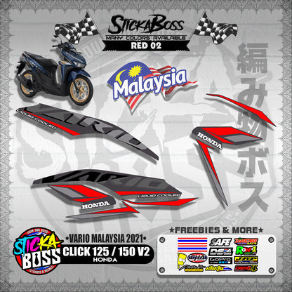 CLICK 125 / 150 V2 MALAYSIAN DECALS ( VARIO MALAYSIA 2021 )【WITH FREEBIES】