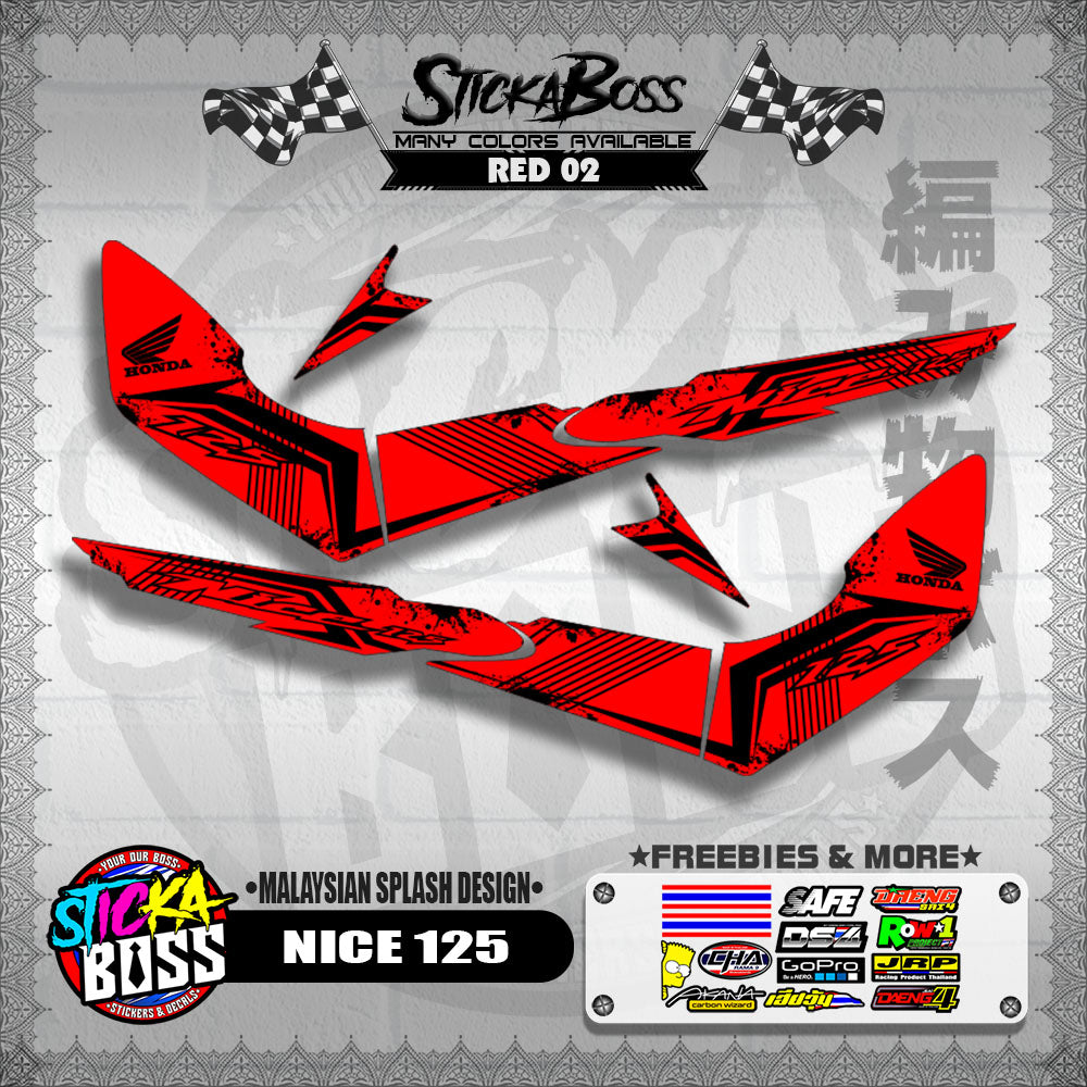 NICE 125 DECALS ( MALAYSIAN SPLASH DESIGN ) [ PREMIUM GLOSSY LAMINATED ]【WITH FREEBIES】