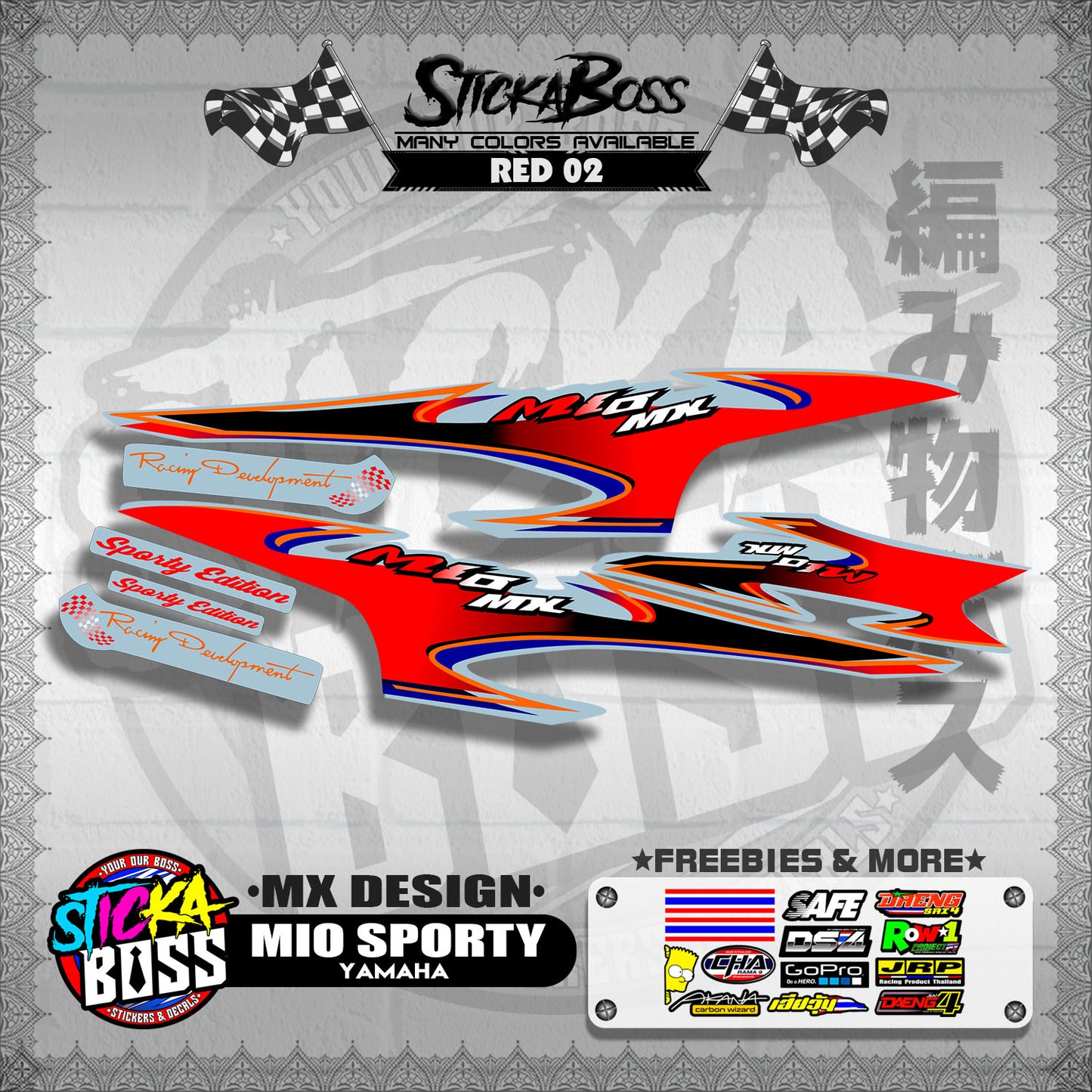 MIO SPORTY STOCK DECALS ( MX DESIGN )【WITH FREEBIES】