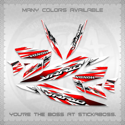 CLICK 125 V4 VARIO FOR WHITE DECALS (2026 BLACK STAR DESIGN) STICKER DECALS By STICKABOSS