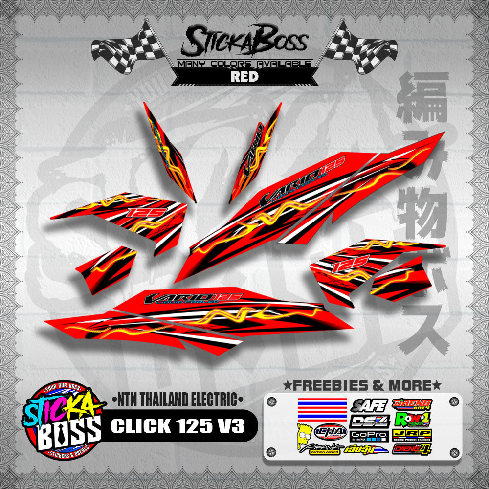 CLICK 125 V3 DECALS ( NTN THAILAND ELECTRIC )【WITH FREEBIES】