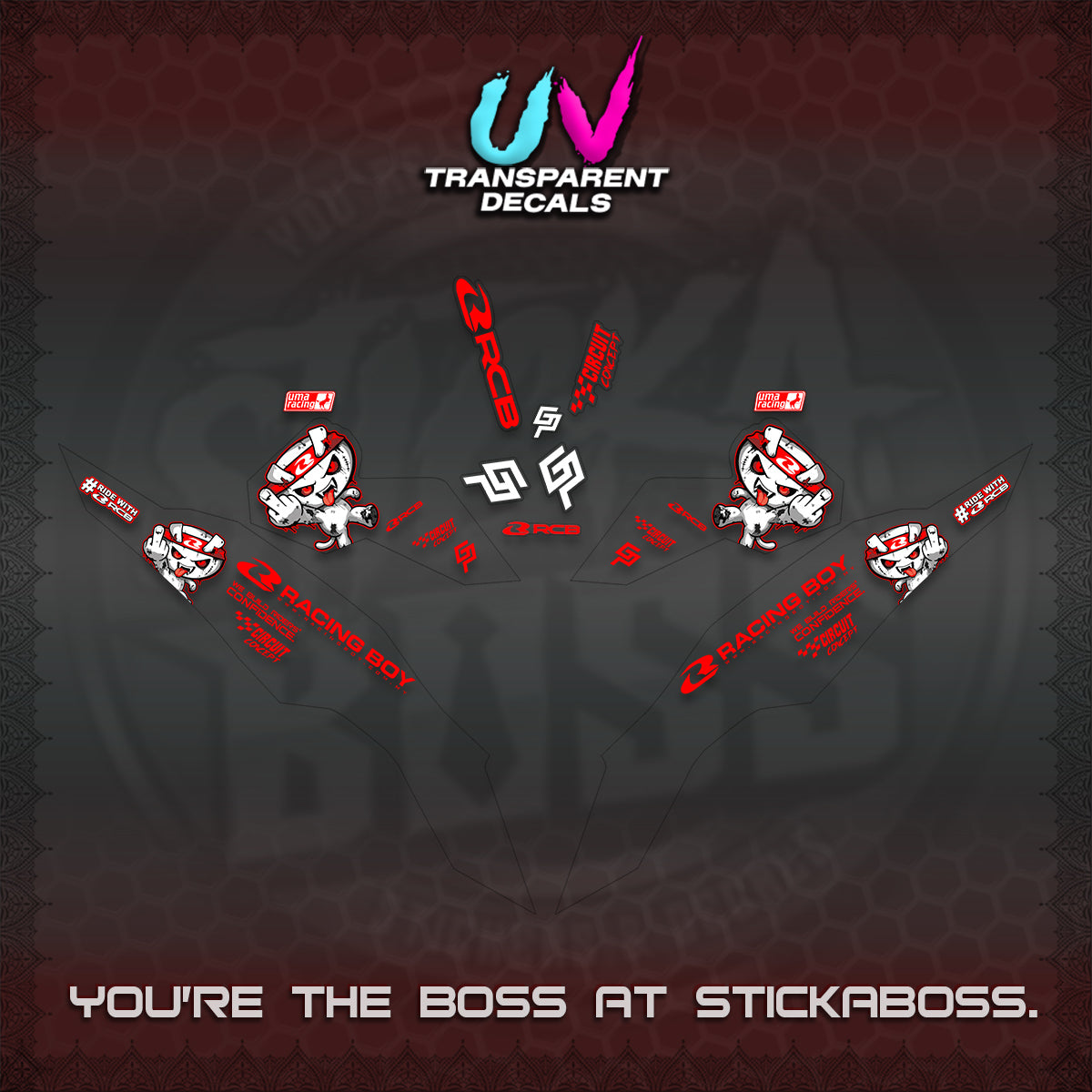 CLICK V3 UV TRANSPARENT DECALS (2026 RACE ZOMBIE DESIGN)STICKER DECALS By STICKABOSS