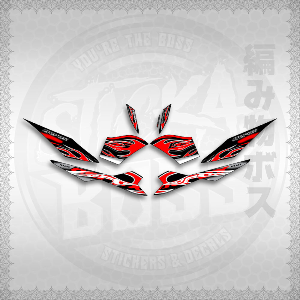STICKER DECALS for AEROX V3 ALPHA TURBO INDO (AV311TRED) By STICKABOSS (SOFIE LAMINATED WATERPROOF)