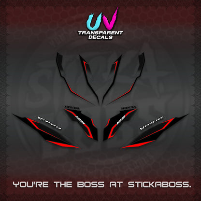 CLICK 125 V3 VARIO UV TRANSPARENT DECALS (2026 INDO HONEYCOMB DESIGN) STICKER DECALS By STICKABOSS