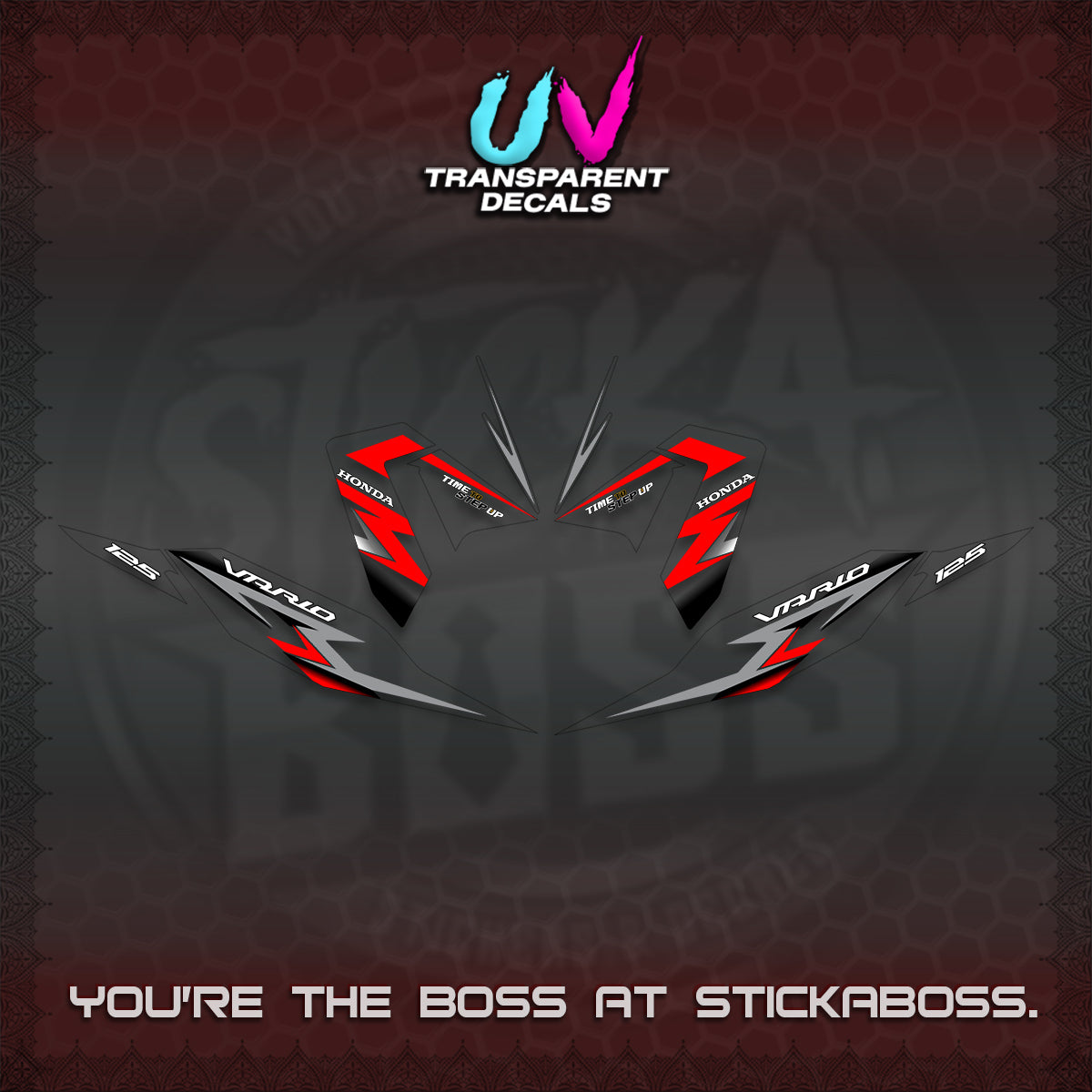 CLICK 125 V4 VARIO UV TRANSPARENT DECALS (2026 VR0006 DESIGN) STICKER KITS BY STICKABOSS