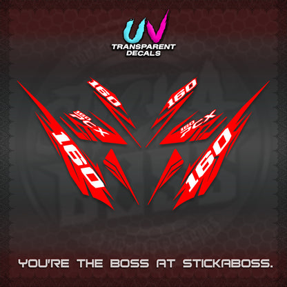 PCX 150 160 INDO UV TRANSPARENT DECALS (2026 NEW 08 DESIGN) STICKER DECALS By STICKABOSS