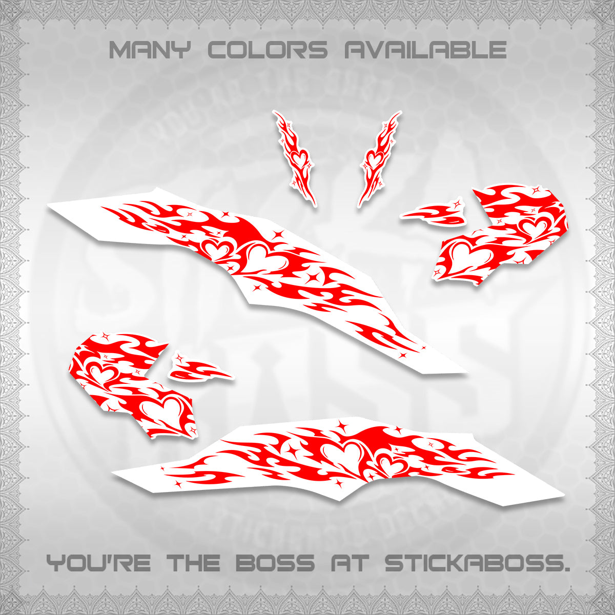 CLICK 125 V3 FOR WHITE DECALS (2026 TRIBAL HEART DESIGN) STICKER KITS BY STICKABOSS