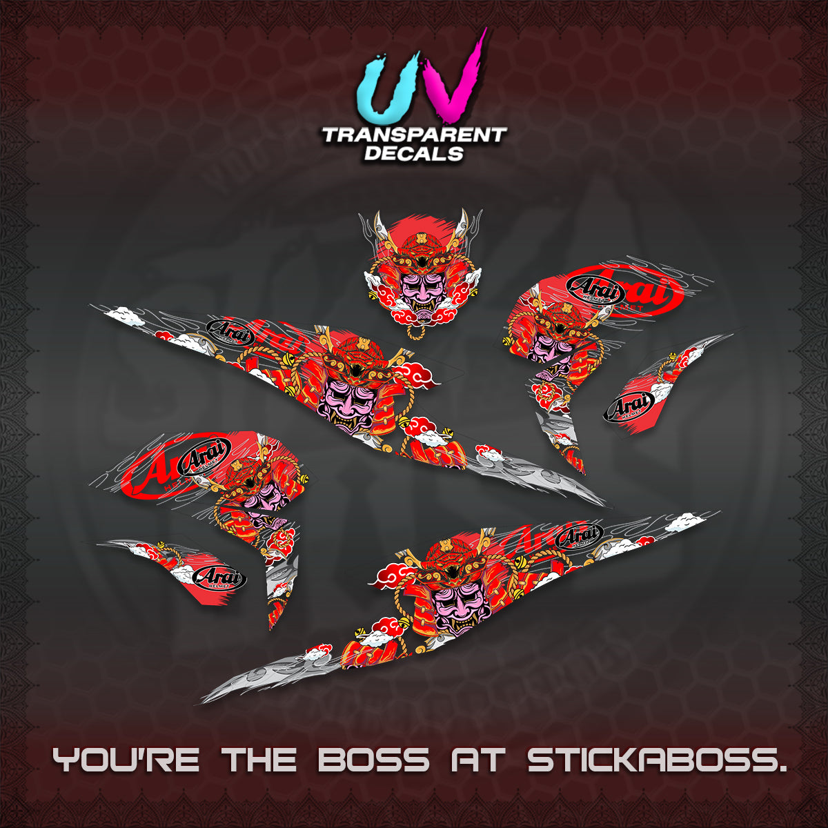 BEAT FI INDO UV TRANSPARENT DECALS (2026 NEW SAMURAI MOTIF) STICKER KITS BY STICKABOSS