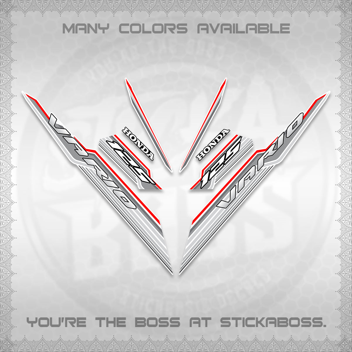 CLICK 125 V3 INDO FOR WHITE DECALS (2024 SV 07-A2 STYLE) STICKER KITS By STICKABOSS
