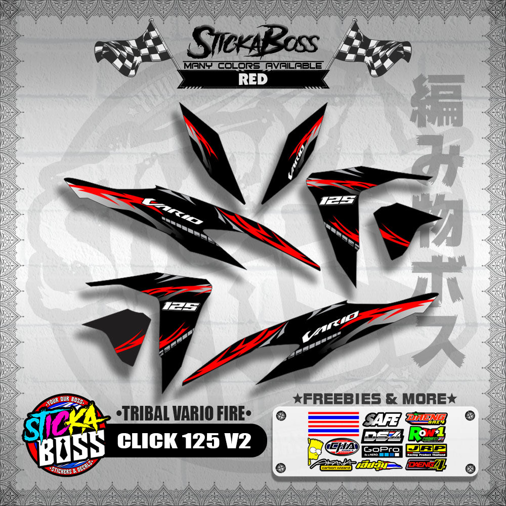 CLICK 125 V2 DECALS ( TRIBAL VARIO FIRE ) 【WITH FREEBIES】