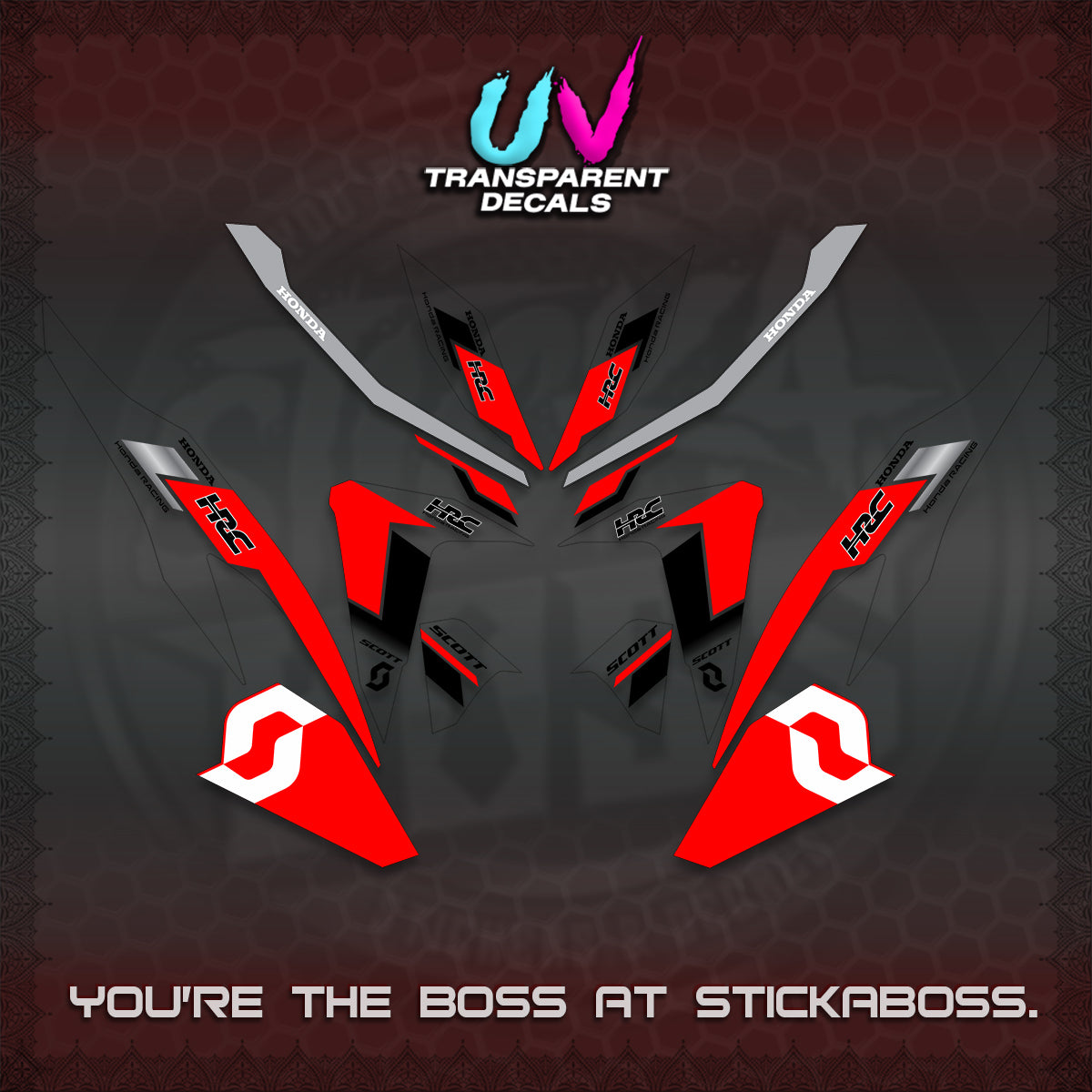 CLICK V2 UV TRANSPARENT DECALS (SCOTTxHRC DESIGN)STICKER KITS By STICKABOSS