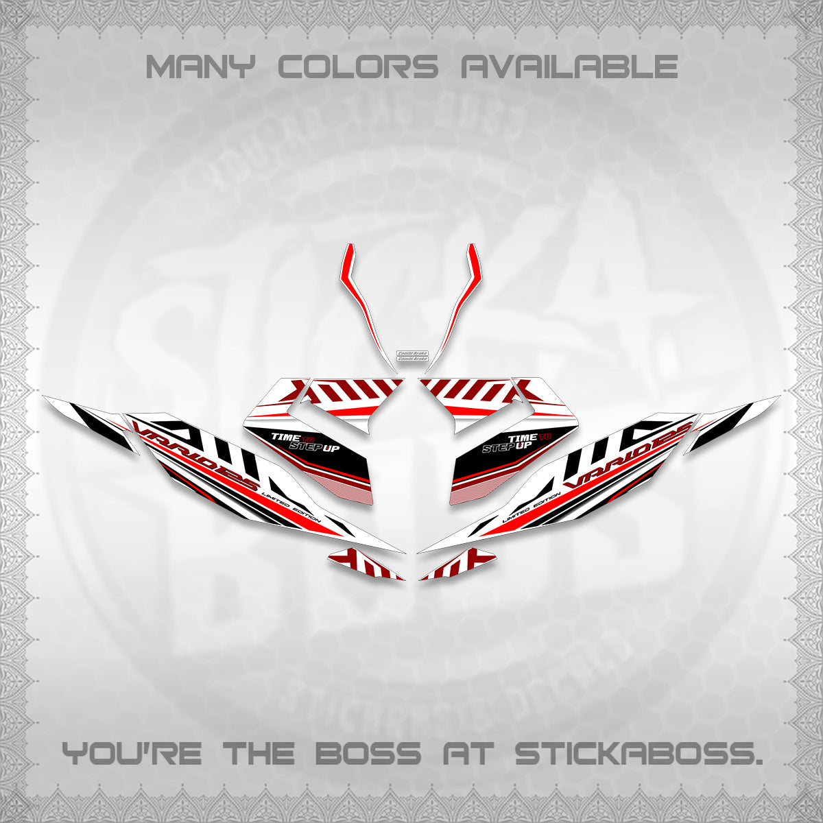 CLICK 125 V4 VARIO FOR WHITE DECALS (2026 VR0007 DESIGN) STICKER KITS By STICKABOSS