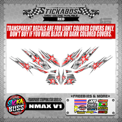NMAX V1 STICKER DECALS ( TRANSPARENT STRIPPIING STAR SERIES 02 )【WITH FREEBIES】