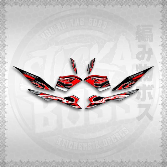 STICKER DECALS for AEROX V3 ALPHA TURBO INDO (AV311TRED) By STICKABOSS (SOFIE LAMINATED WATERPROOF)