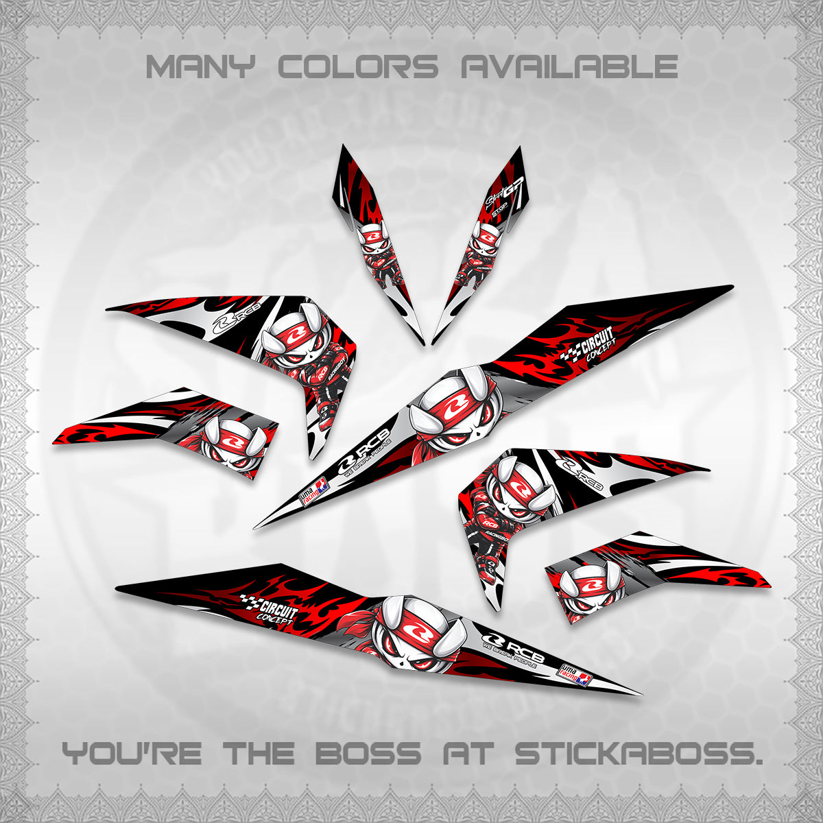 BEAT FI V2 DECALS (2026 NEW RCB 2.0 DESIGN) STICKER KITS BY STICKABOSS