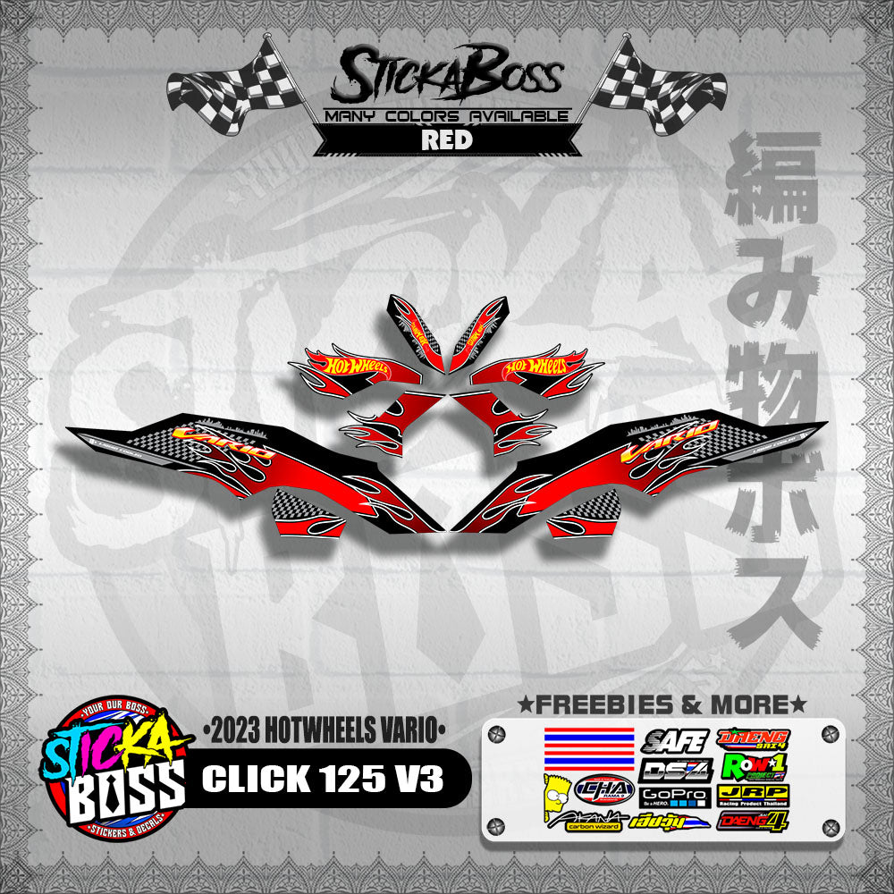 CLICK 125 V3 DECALS ( 2023 HOTWHEELS VARIO )【WITH FREEBIES】