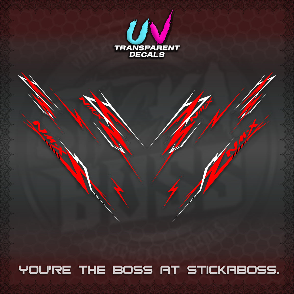 NMAX V2 UV TRANSPARENT DECALS (2024 NM A8 STYLE) STICKER DECALS By STICKABOSS