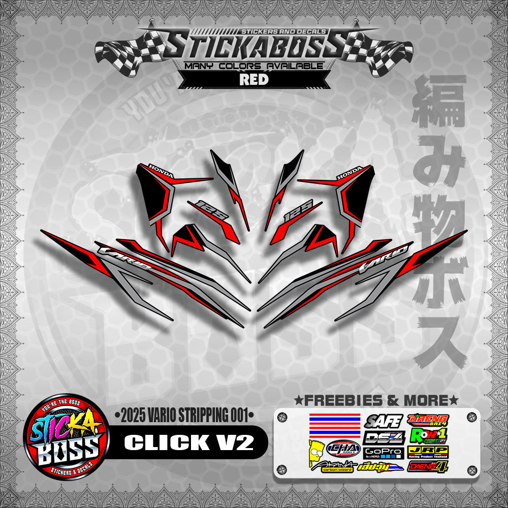 CLICK V2 STICKER DECALS ( 2025 VARIO STRIPPING 001 )【WITH FREEBIES】