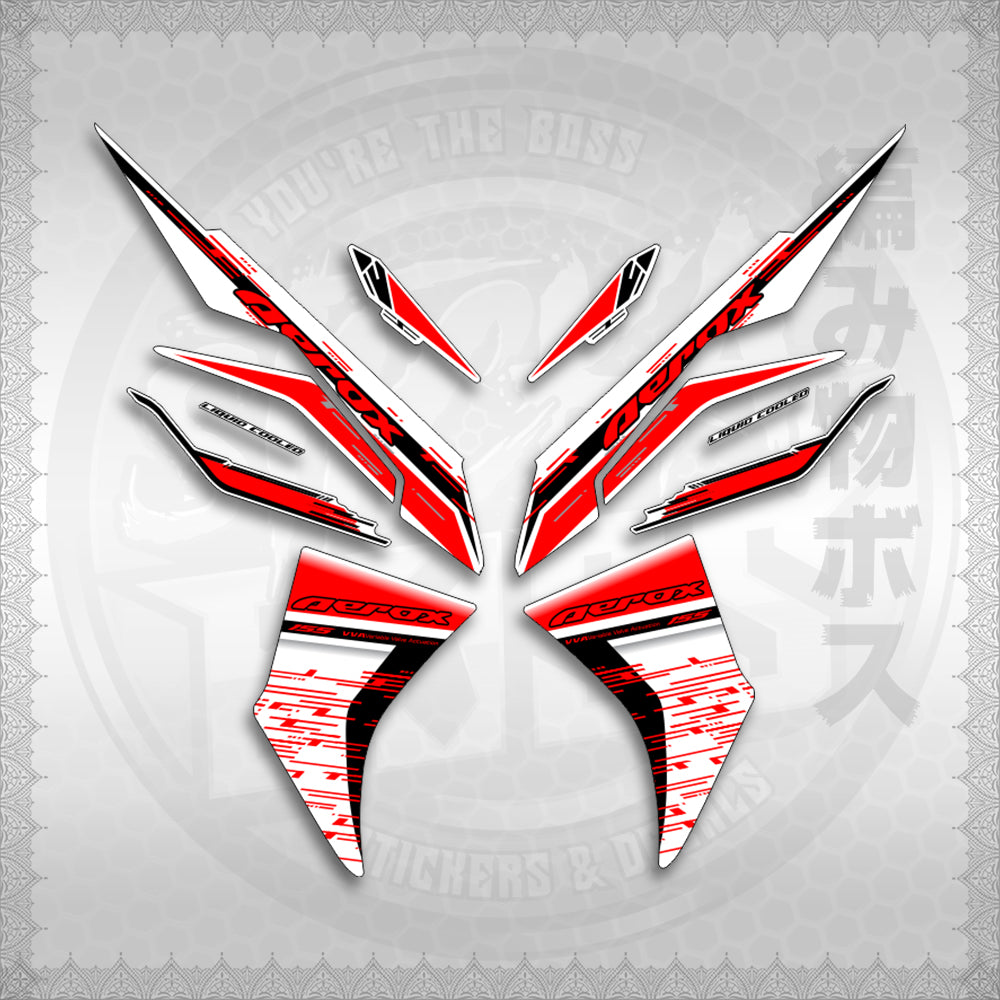 STICKER DECALS for AEROX V3 ALPHA TURBO INDO FOR WHITE (AV3NESTEDMA) By STICKABOSS (SOFIE LAMINATED WATERPROOF)