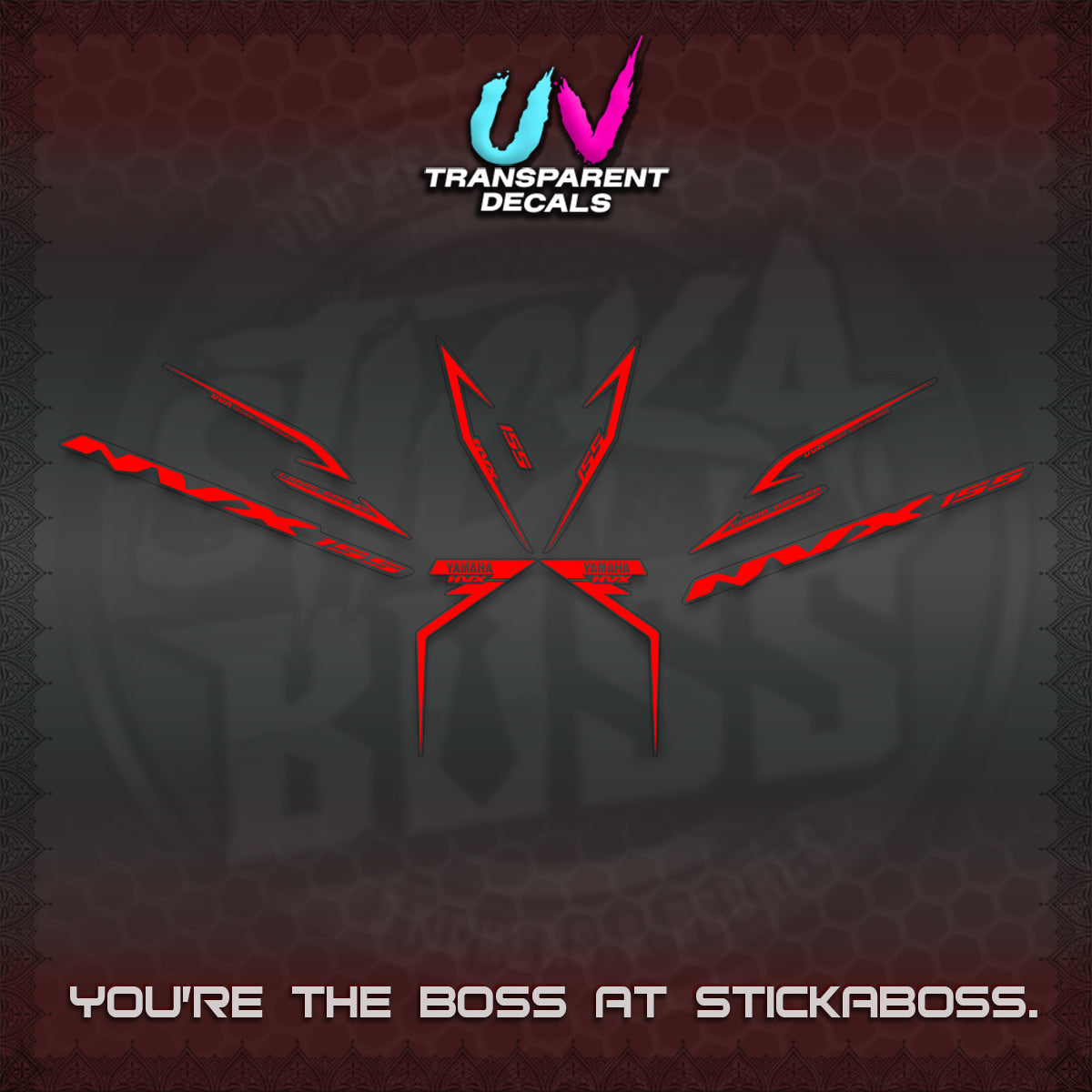 AEROX 155 V2 UV TRANSPARENT STRIPING DECALS (2022 NVX 1-TONE) STICKER KITS BY STICKABOSS