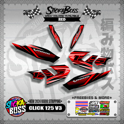 CLICK 125 V3 DECALS ( NEW 2024 VARIO STRIPPING )【WITH FREEBIES】