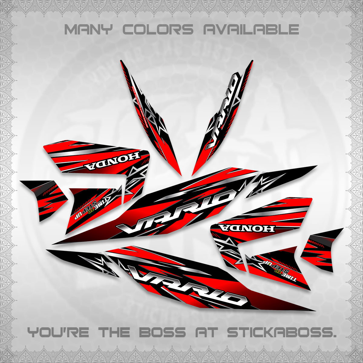 CLICK 125 V4 VARIO DECALS (2026 BLACK STAR DESIGN) STICKER DECALS By STICKABOSS