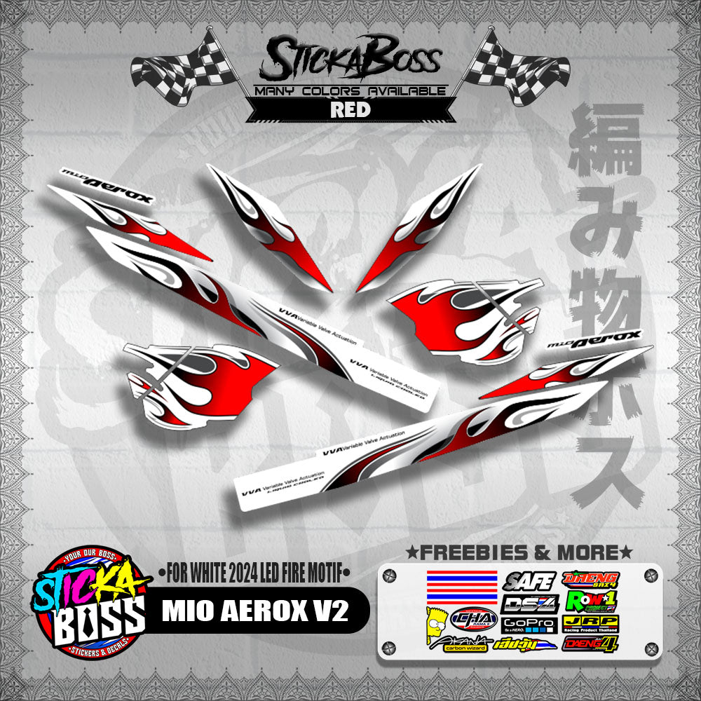 MIO AEROX V2 DECALS ( FOR WHITE 2024 LED FIRE MOTIF )【WITH FREEBIES】