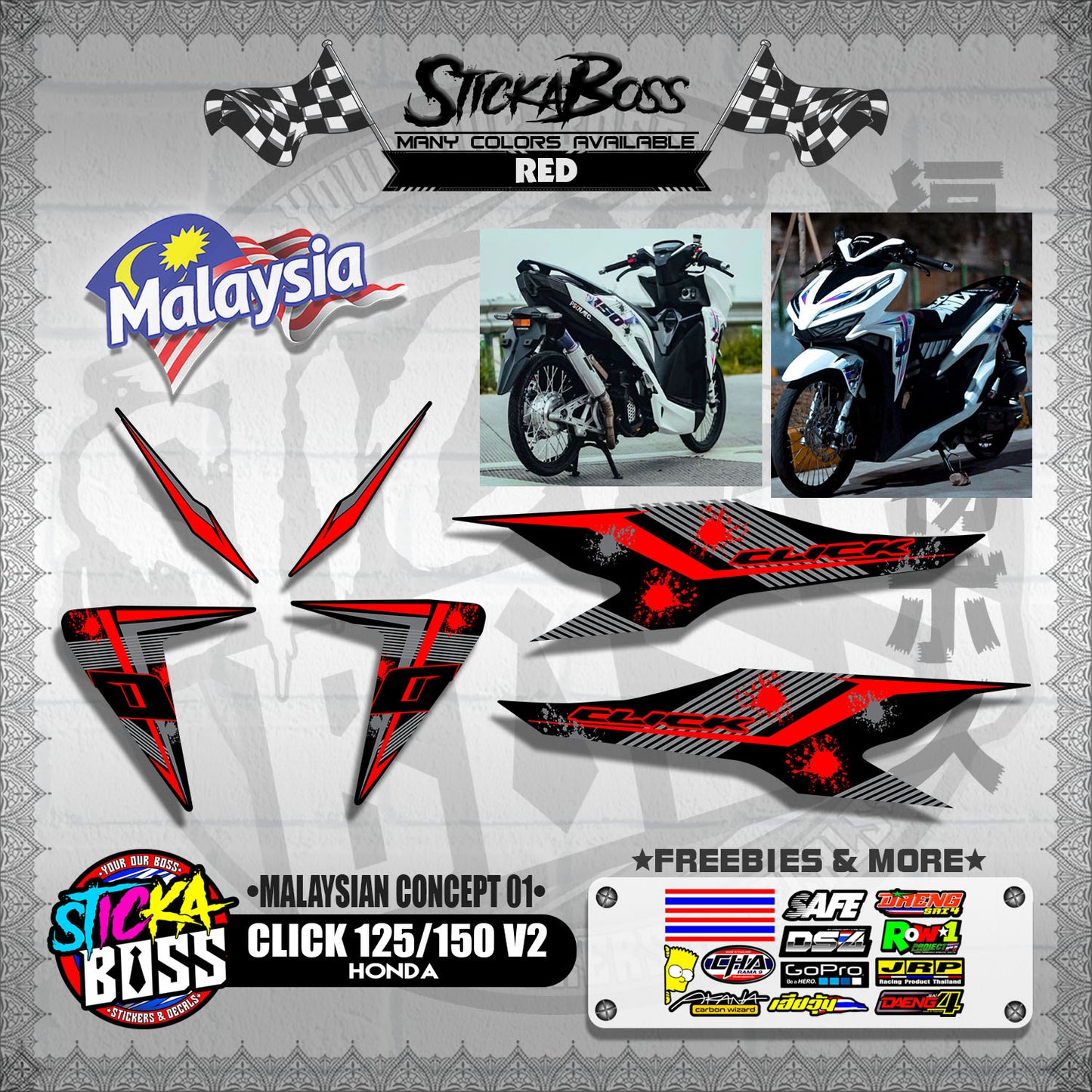 CLICK 125 / 150 V2 DECALS ( MALAYSIAN CONCEPT 01 )【WITH FREEBIES】
